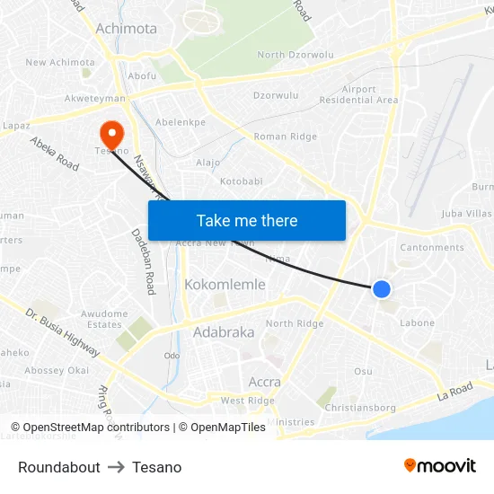 Roundabout to Tesano map