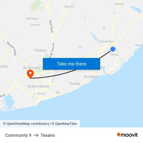 Community 9 to Tesano map