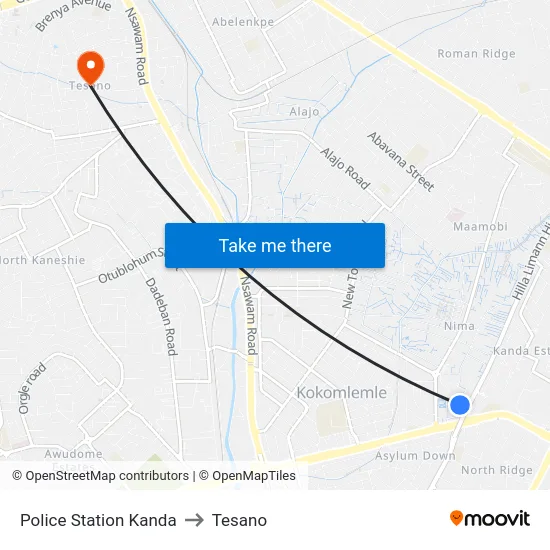 Police Station Kanda to Tesano map