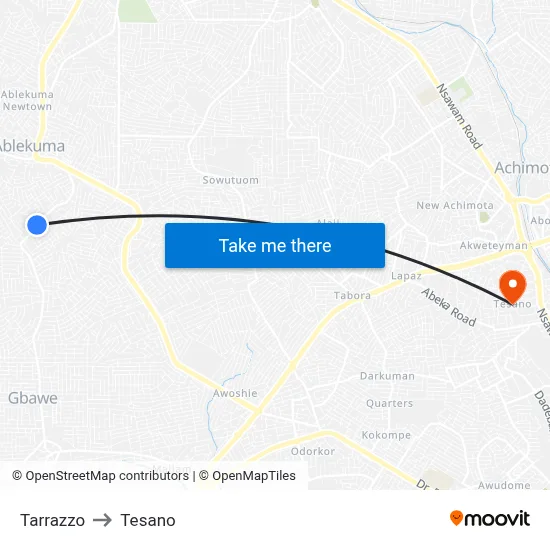 Tarrazzo to Tesano map