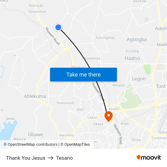 Thank You Jesus to Tesano map