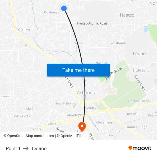 Point 1 to Tesano map