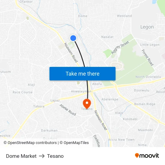 Dome Market to Tesano map