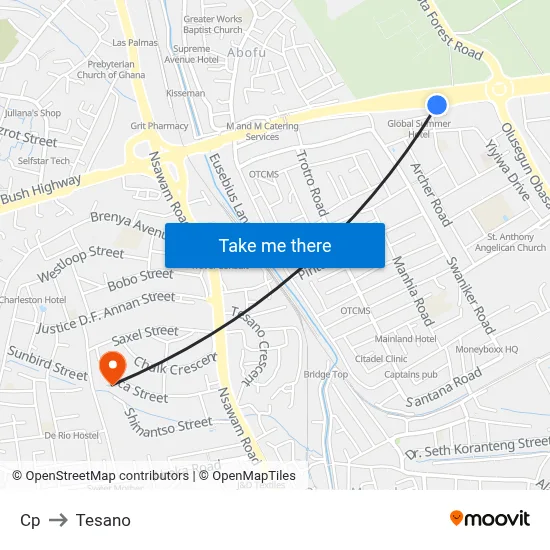 Cp to Tesano map
