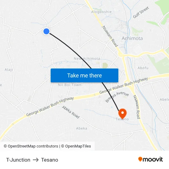 T-Junction to Tesano map