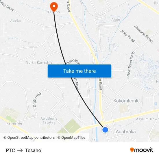 PTC to Tesano map