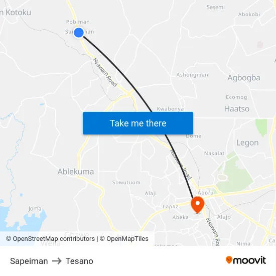 Sapeiman to Tesano map