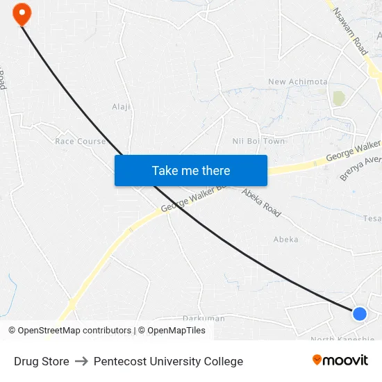 Drug Store to Pentecost University College map
