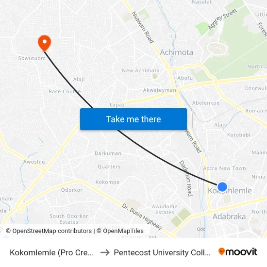 Kokomlemle (Pro Credit) to Pentecost University College map