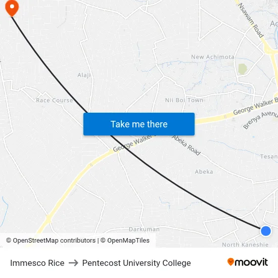 Immesco Rice to Pentecost University College map