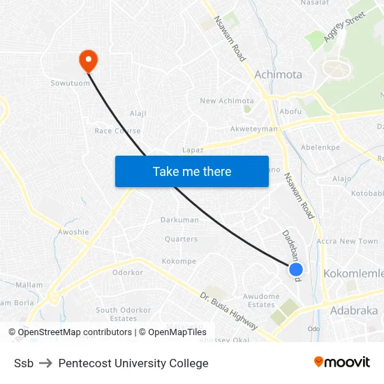 Ssb to Pentecost University College map