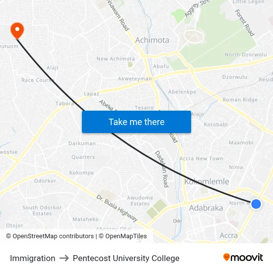 Immigration to Pentecost University College map