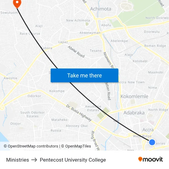 Ministries to Pentecost University College map