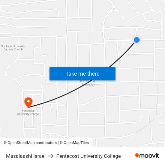 Masalaashi Israel to Pentecost University College map