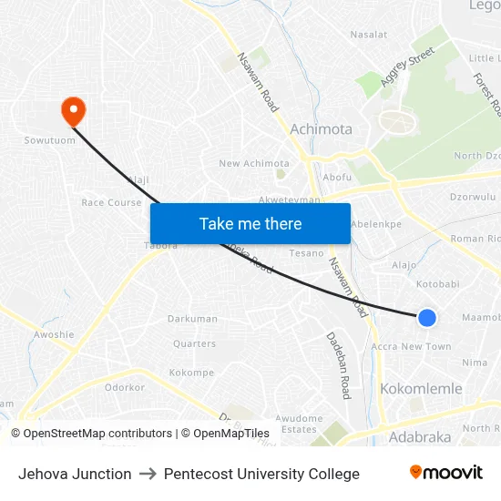 Jehova Junction to Pentecost University College map