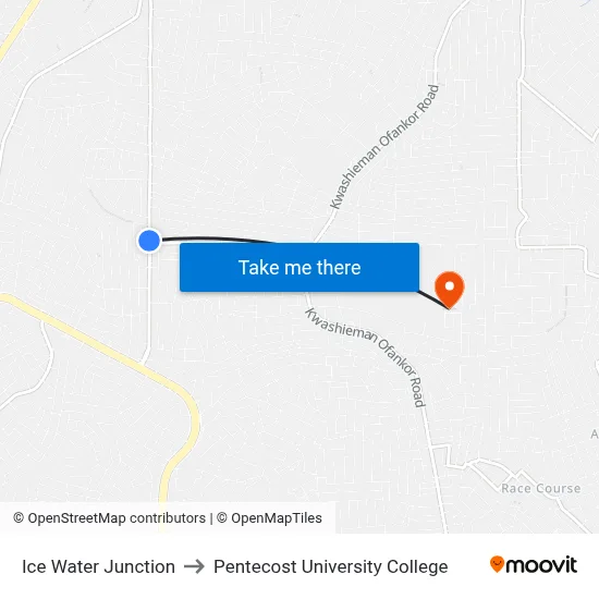 Ice Water Junction to Pentecost University College map