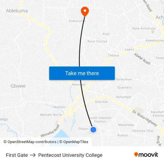 First Gate to Pentecost University College map