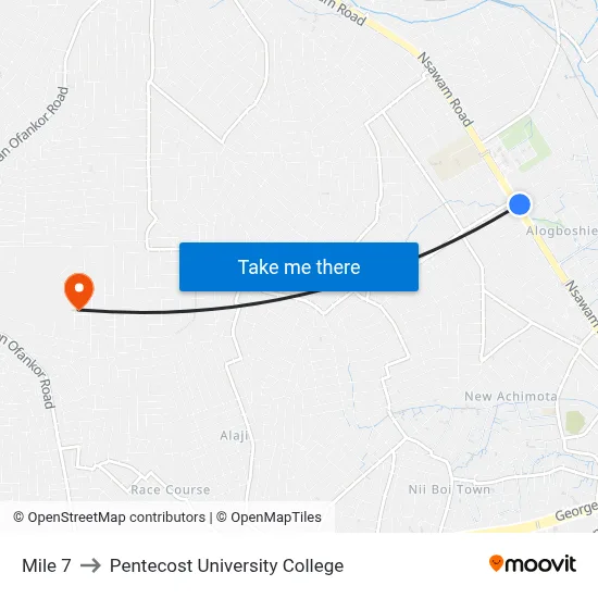 Mile 7 to Pentecost University College map