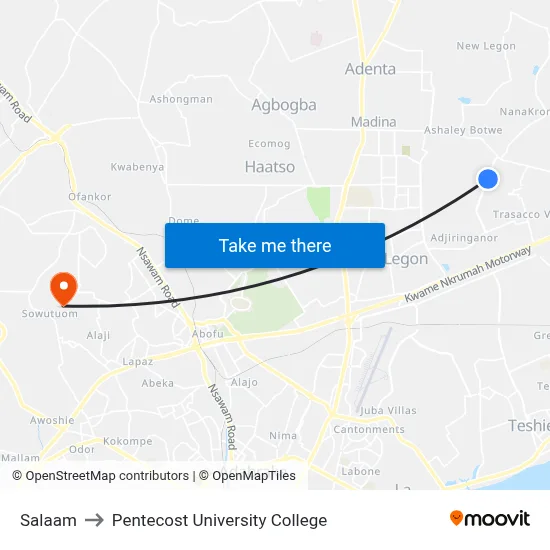 Salaam to Pentecost University College map