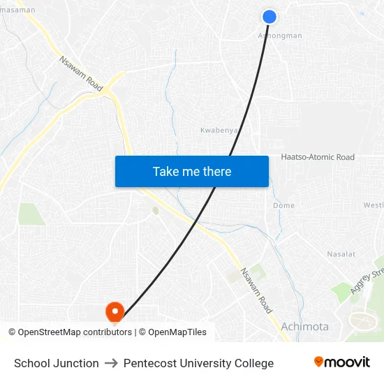 School Junction to Pentecost University College map