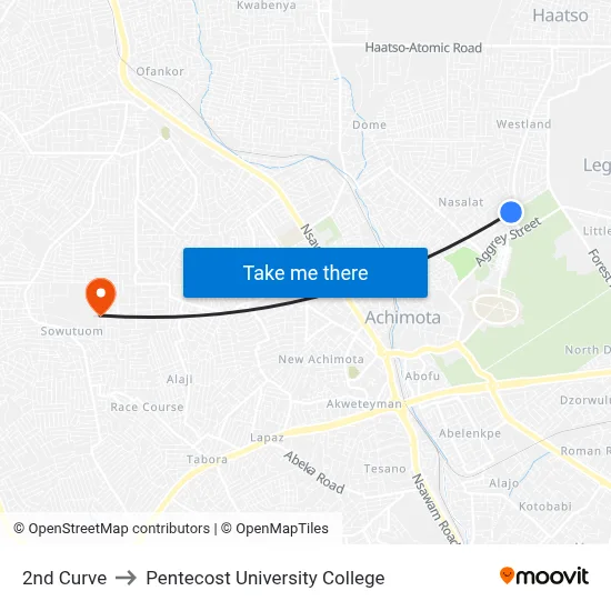 2nd Curve to Pentecost University College map