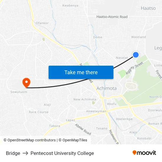 Bridge to Pentecost University College map