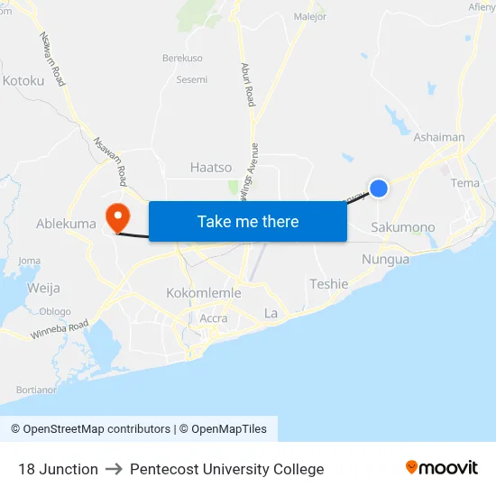 18 Junction to Pentecost University College map