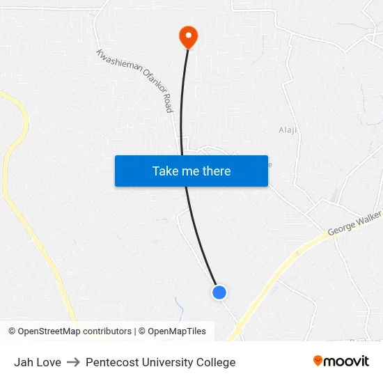 Jah Love to Pentecost University College map