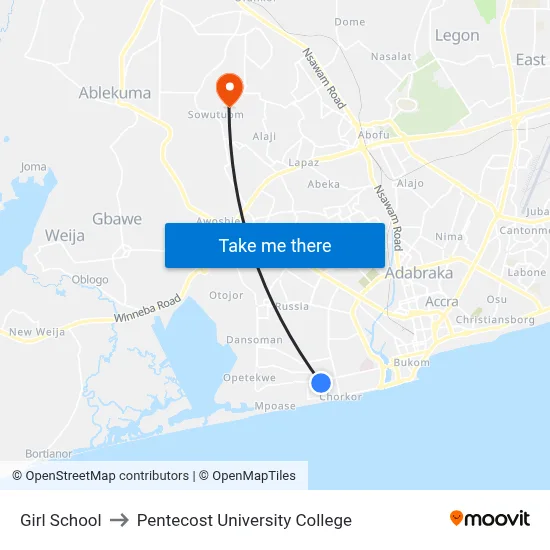 Girl School to Pentecost University College map
