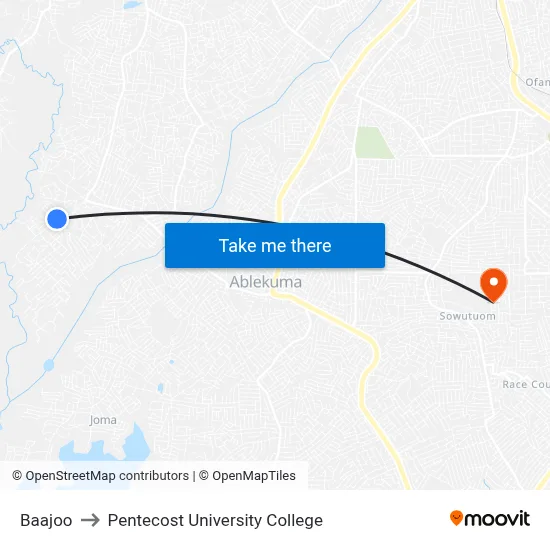 Baajoo to Pentecost University College map