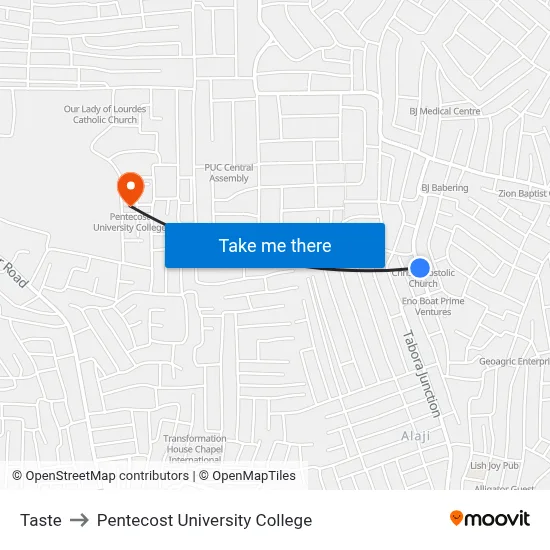 Taste to Pentecost University College map