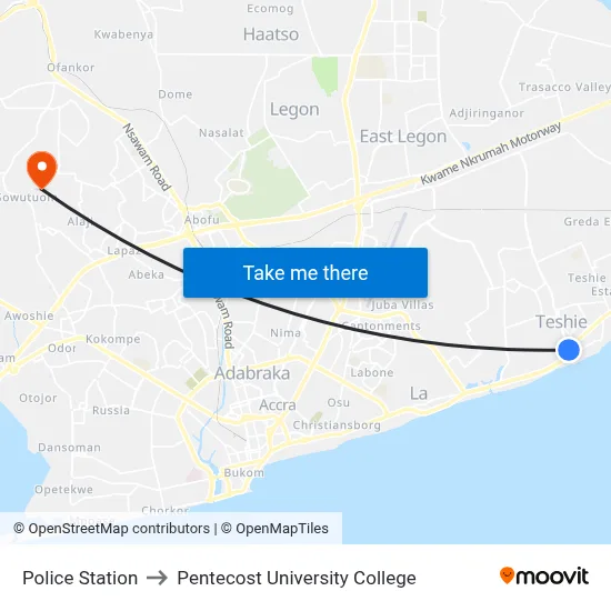 Police Station to Pentecost University College map
