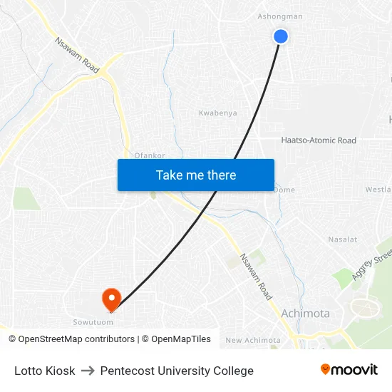 Lotto Kiosk to Pentecost University College map