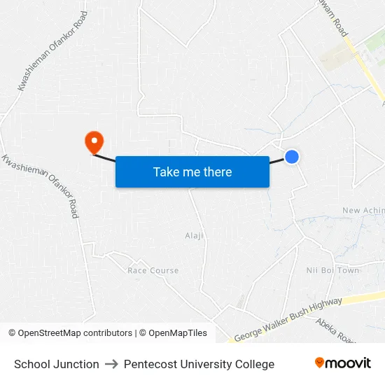 School Junction to Pentecost University College map