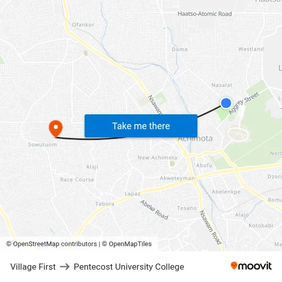 Village First to Pentecost University College map