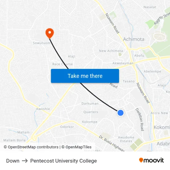 Down to Pentecost University College map