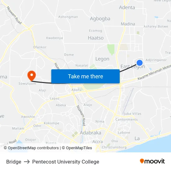 Bridge to Pentecost University College map