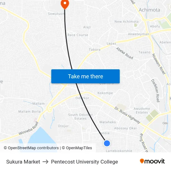 Sukura Market to Pentecost University College map