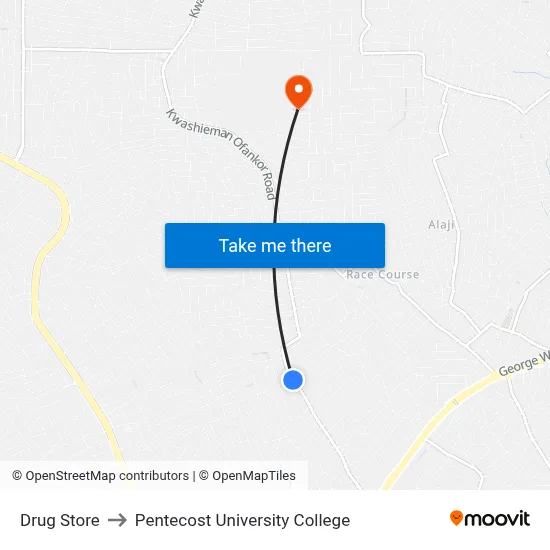 Drug Store to Pentecost University College map