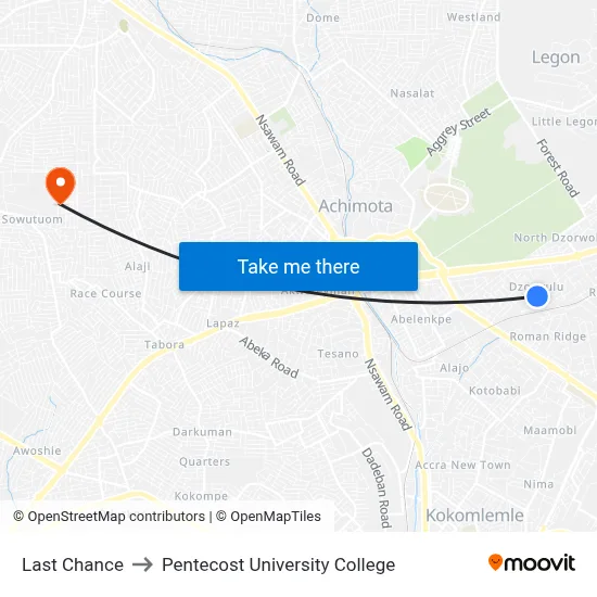 Last Chance to Pentecost University College map