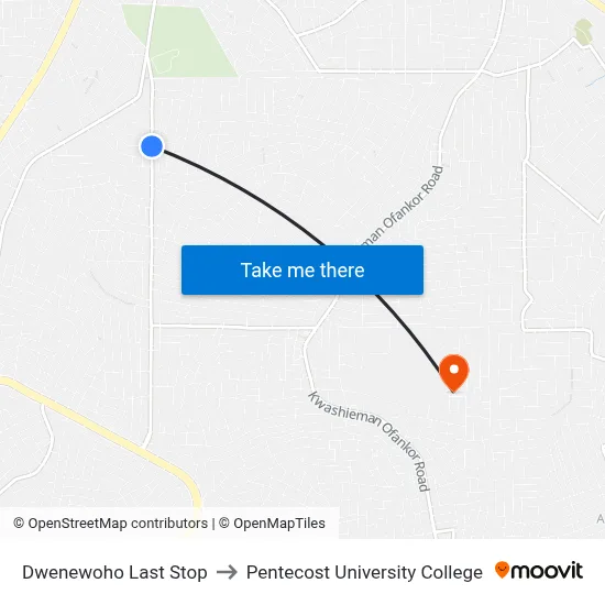 Dwenewoho Last Stop to Pentecost University College map