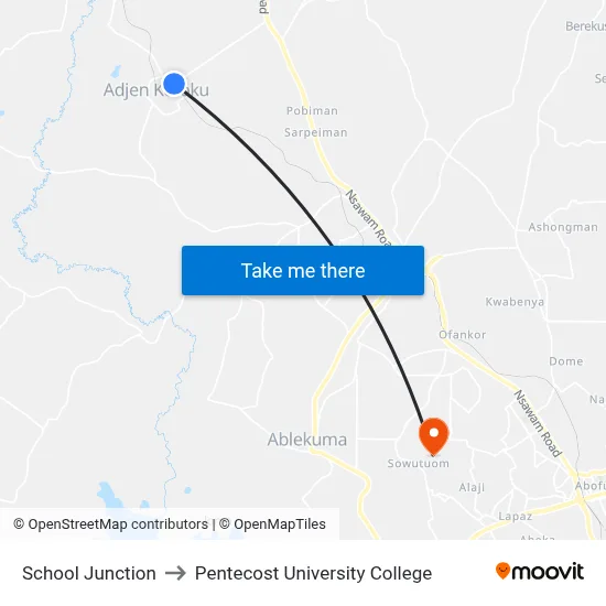 School Junction to Pentecost University College map