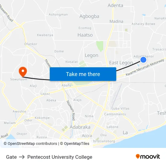 Gate to Pentecost University College map