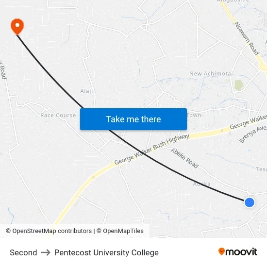 Second to Pentecost University College map