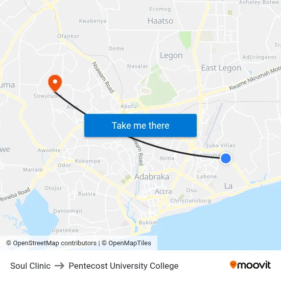 Soul Clinic to Pentecost University College map