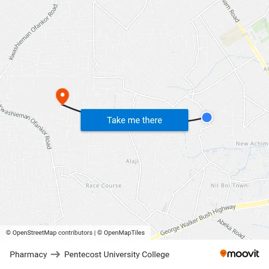 Pharmacy to Pentecost University College map