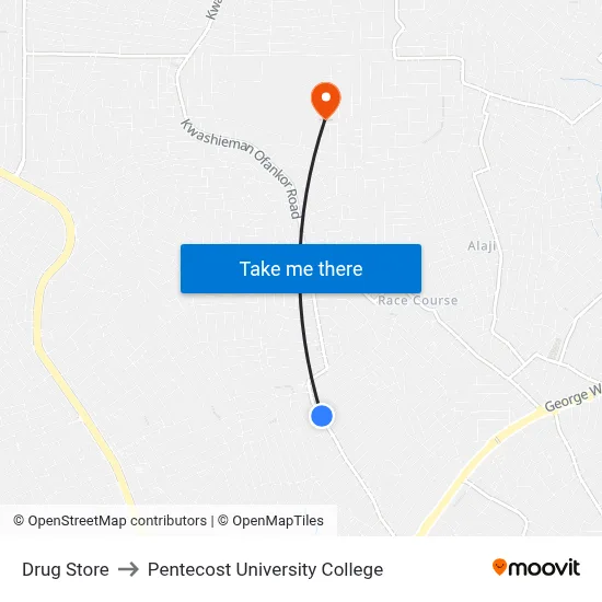 Drug Store to Pentecost University College map