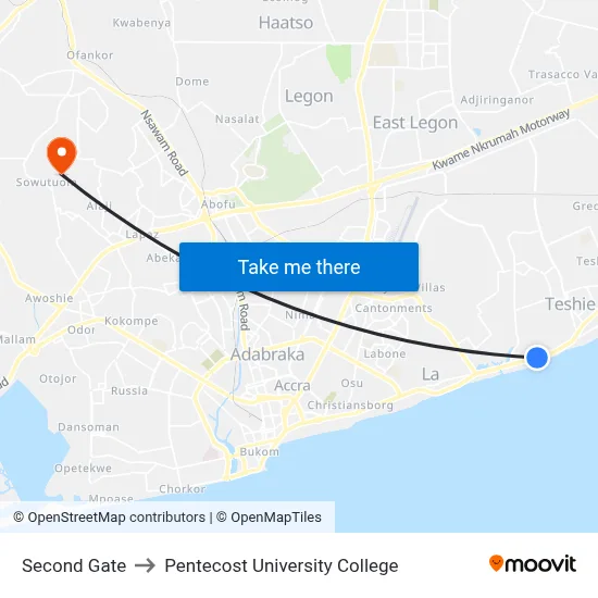 Second Gate to Pentecost University College map