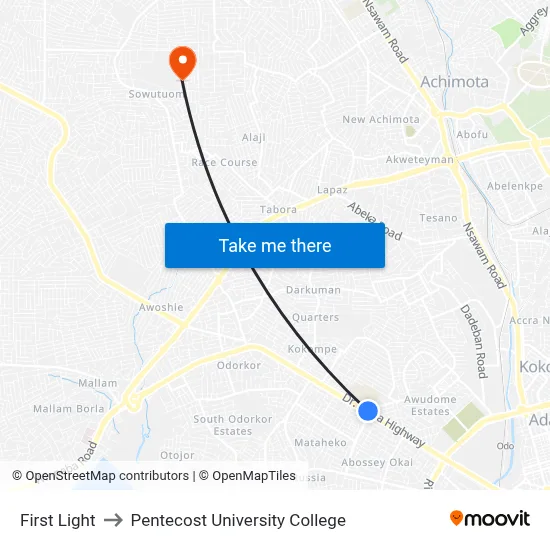 First Light to Pentecost University College map