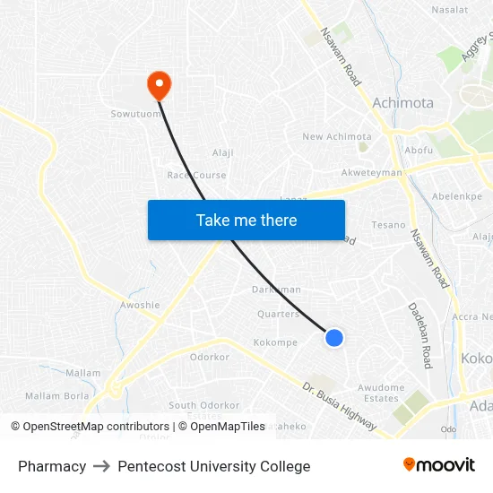 Pharmacy to Pentecost University College map